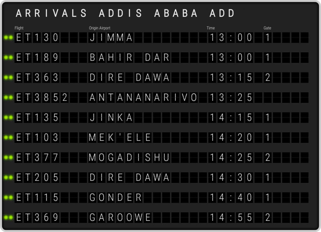 Addis Ababa Bole Airport flight arrivals
