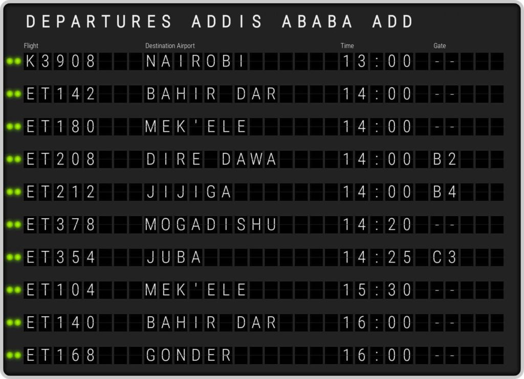 Addis Ababa Bole Airport Departures Status